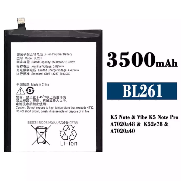Original new battery BL261 for Lenovo K5 Note /Vibe K5 Note Pro