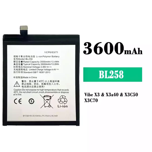 Original new battery BL258 for Lenovo Vibe X3