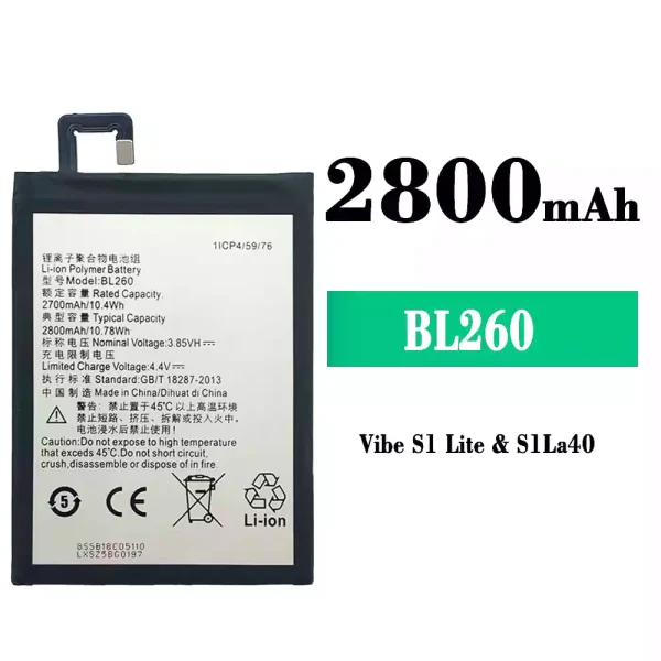 Original new battery BL260 for Lenovo Vibe S1 Lite