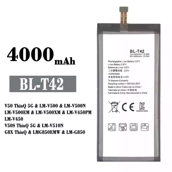 Original new battery BL-T42 for LG V50 ThinQ 5G / V50S ThinQ 5G / G8X ThinQ