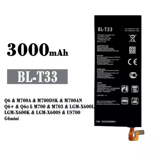 Original new battery BL-T33 for LG Q6 /Q6+ /Q6a /G6mini