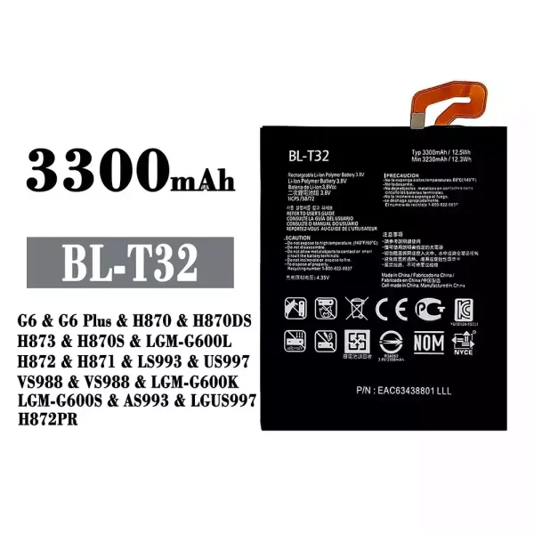 Original new battery BL-T32 for LG G6 / G6 Plus