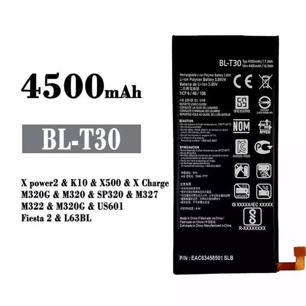Original new battery BL-T30 for LG X power2 / K10 / X500 / X Charge / Fiesta 2