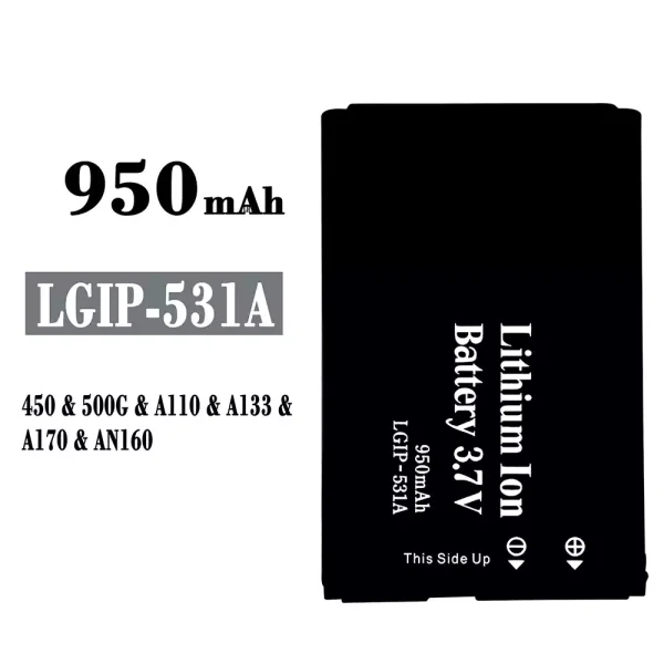 Original new battery LGIP-531A for LG 450/500G/A110/A133/A170/AN160