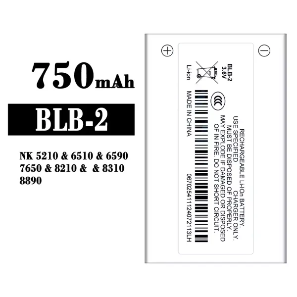Original new battery BLB-2 for Nokia NK 5210/6510/6590/7650/8210/8310/8890