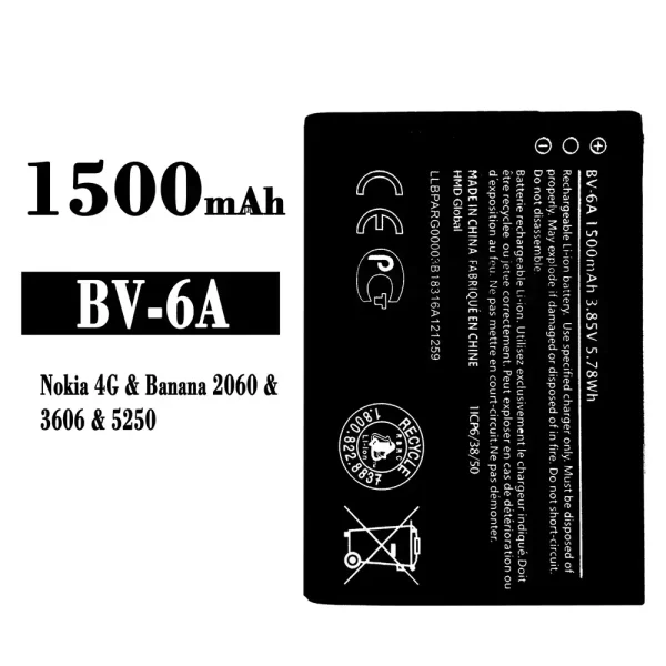 Original new battery BV-6A for Nokia Banana 2060 / 3606 / 5250