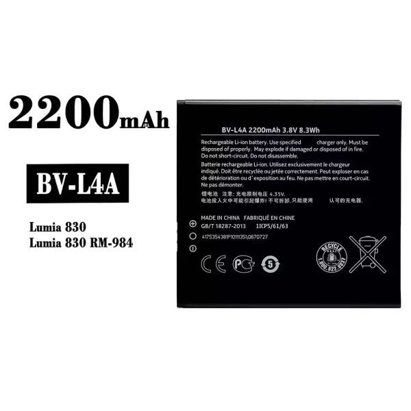 Original new battery BV-L4A for Nokia Lumia 830