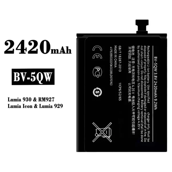 Original new battery BV-5QW for Nokia Lumia 930/Lumia 929