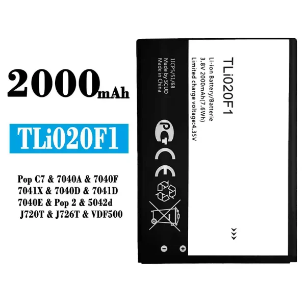 Original new battery TLi020F1 for Alcatel Pop C7 / Pop 2
