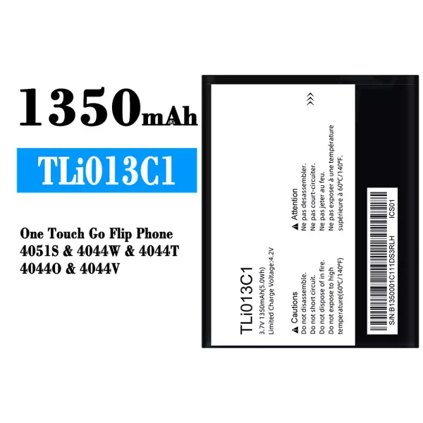 Original new battery TLi013C1 for Alcatel One Touch Go Flip Phone 4051S/4044W/4044T/4044O/4044V