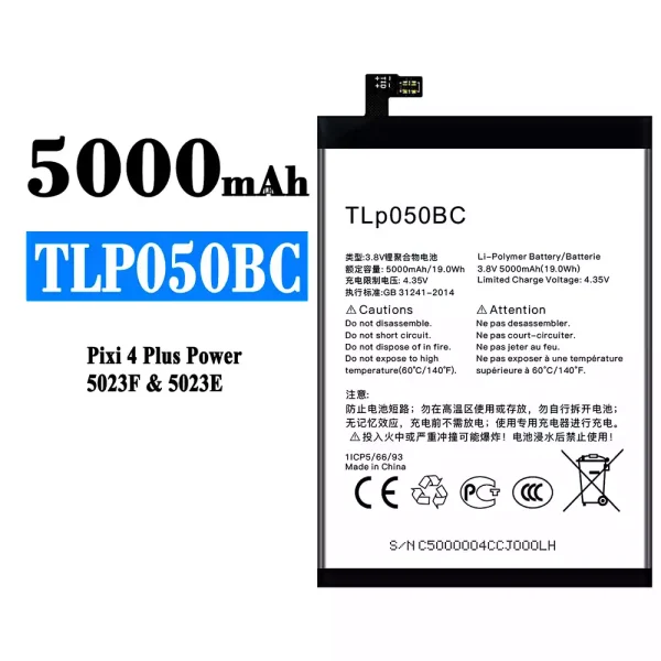 Original new battery TLP050BC for Alcatel Pixi 4 Plus Power