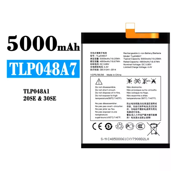 Original new battery TLP048A7 TLP048A1 for Alcatel 20SE/30SE