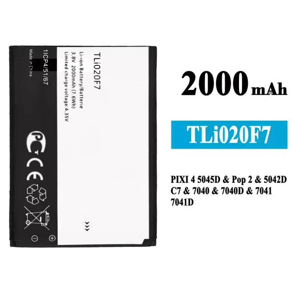 Original new battery TLi020F7 for Alcatel PIXI 4 5.0 5045J/5045T/5045D
