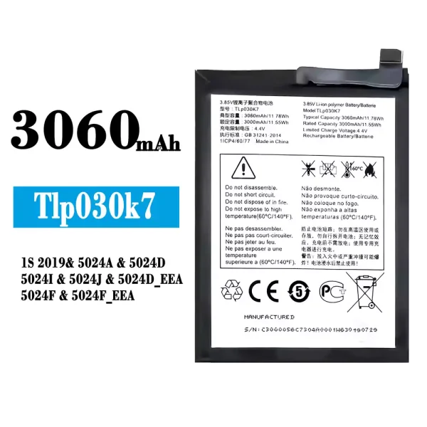 Original new battery TLP030K7 for Alcatel 1s 2019
