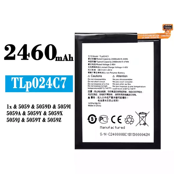 Original new battery TLP024C1 for Alcatel 1x