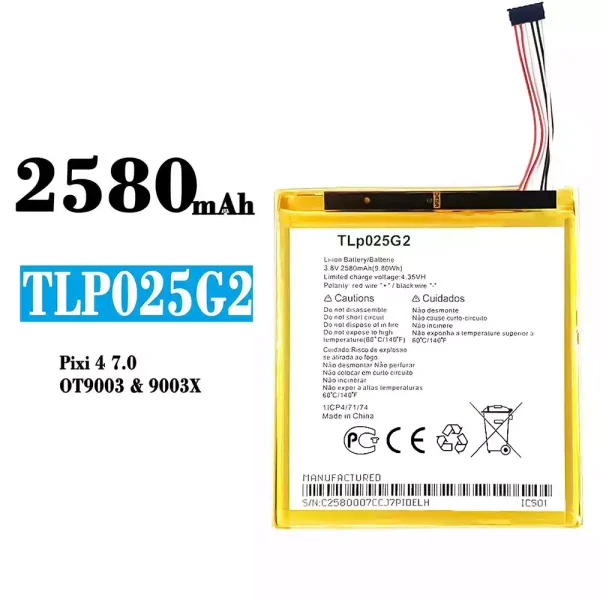 Original new battery TLP025G2 for Alcatel Pixi 4 7.0