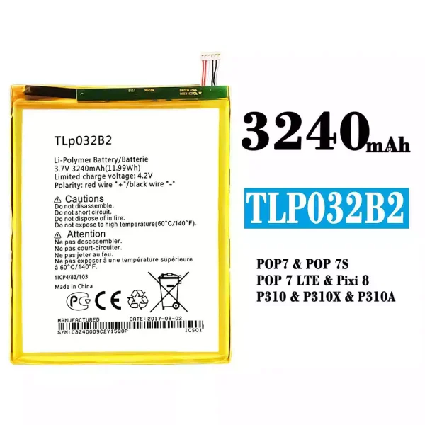 Original new battery TLP032B2 for Alcatel POP 7/POP 7S/POP 7 LTE/Pixi 8
