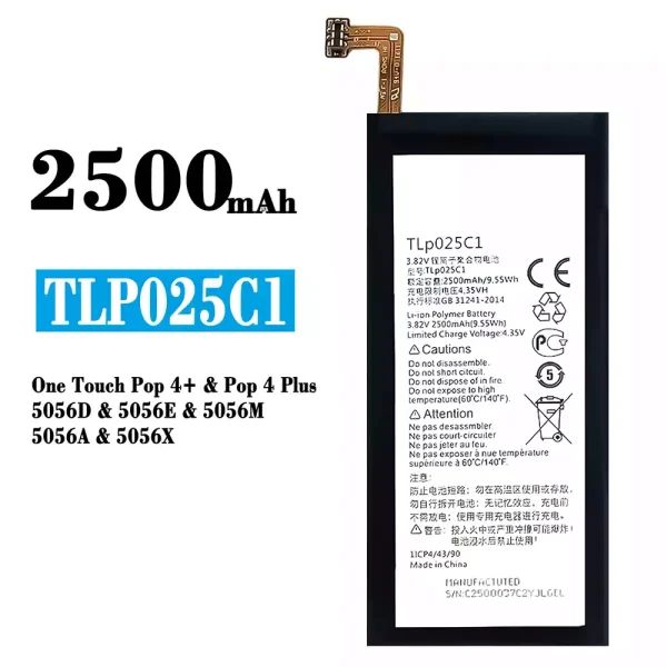Original new battery TLP025C1 for Alcatel One Touch Pop 4+/Pop 4 Plus