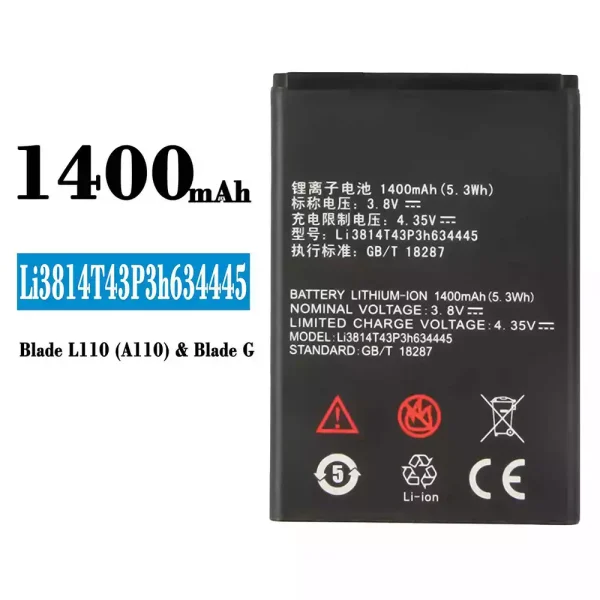 Original new battery Li3814T43P3h634445 for ZTE Blade L110(A110)/Blade G