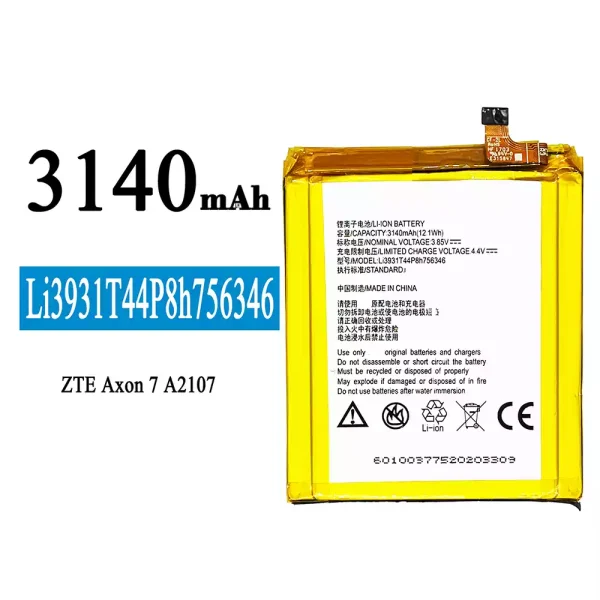 Original new battery Li3931T44P8h756346 for ZTE Axon 7