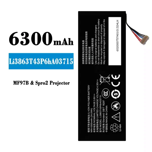 Original new battery Li3863T43P6hA03715 for ZTE MF97B/Spro2 Projector