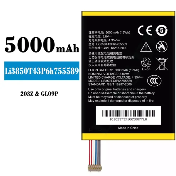 Original new battery Li3850T43P6h755589 for ZTE 203Z/GL09P
