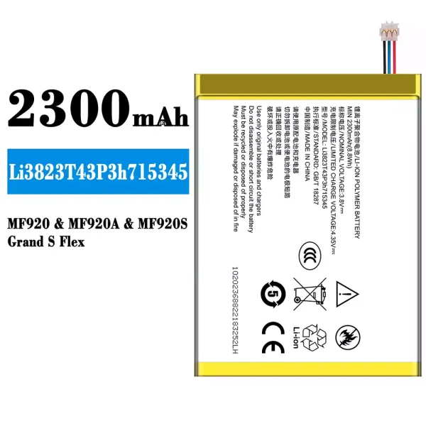 Original new battery Li3823T43P3h715345 for ZTE MF910/MF910S/MF920M/MF920/MF920A/MF920S