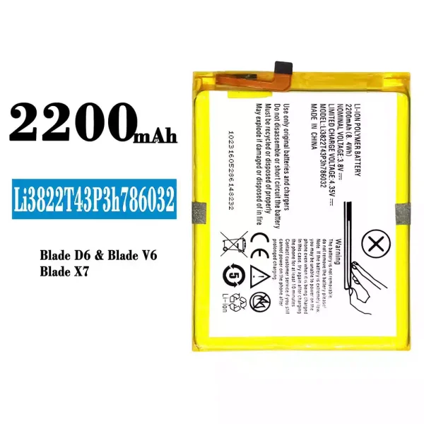 Original new battery Li3822T43P3h786032 for ZTE Blade D6/Blade V6/Blade X7