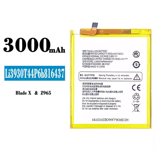 Original new battery Li3930T44P6h816437 for ZTE Blade X/Z965