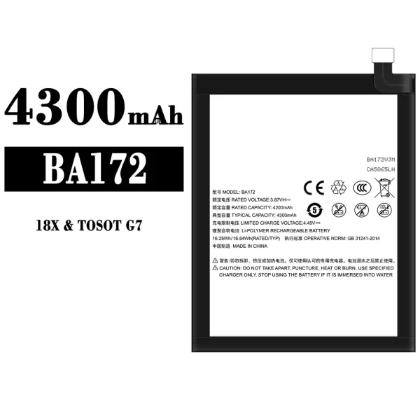 Original new battery BA172 for Meizu 18X/TOSOT G7