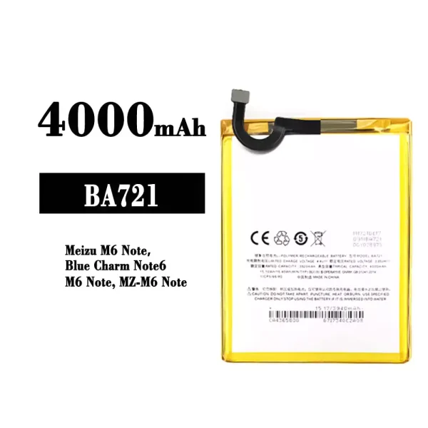 Original new battery BA721 for Meizu M6/Blue Charm Note 6