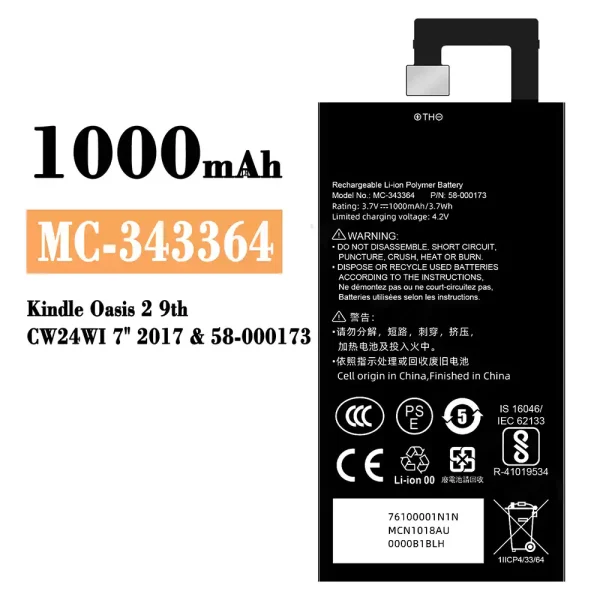 Original new battery MC-343364 for Amazon Kindle Oasis 2 9th /58-000173