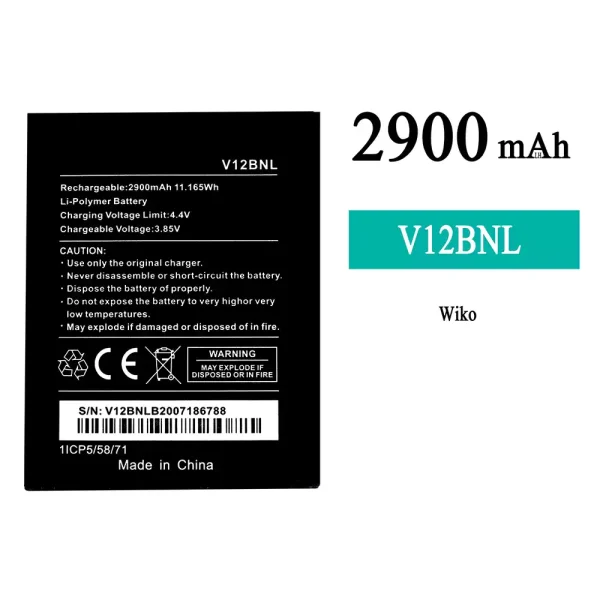 Original new battery V12BNL for WIKO