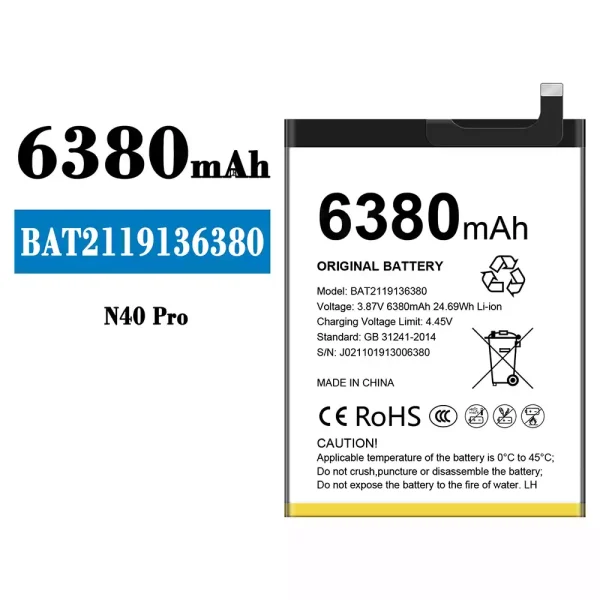 Original new battery BAT2119136380 for Doogee N40 Pro