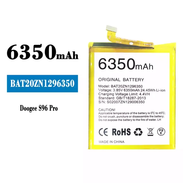 Original new battery BAT20ZN1296350 for Doogee S96 Pro