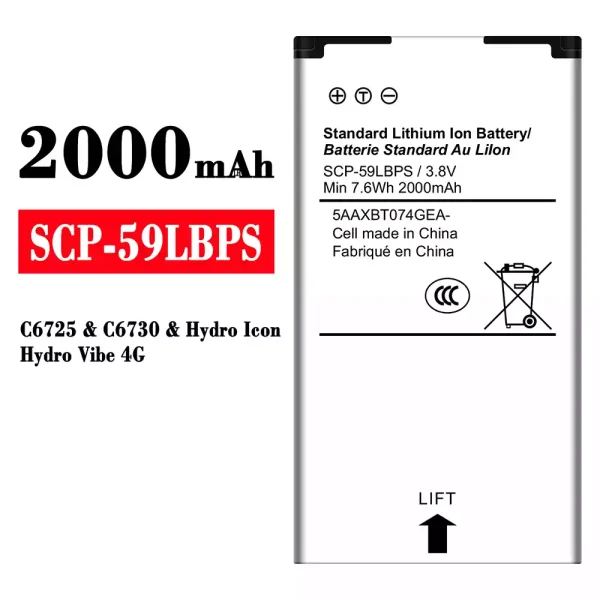 Original new battery SCP-59LBPS for Kyocera Hydro Icon/Hydro Vibe 4G/C6725/C6730