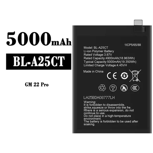 Original new battery BL-A25CT for General Mobile GM 22 Pro