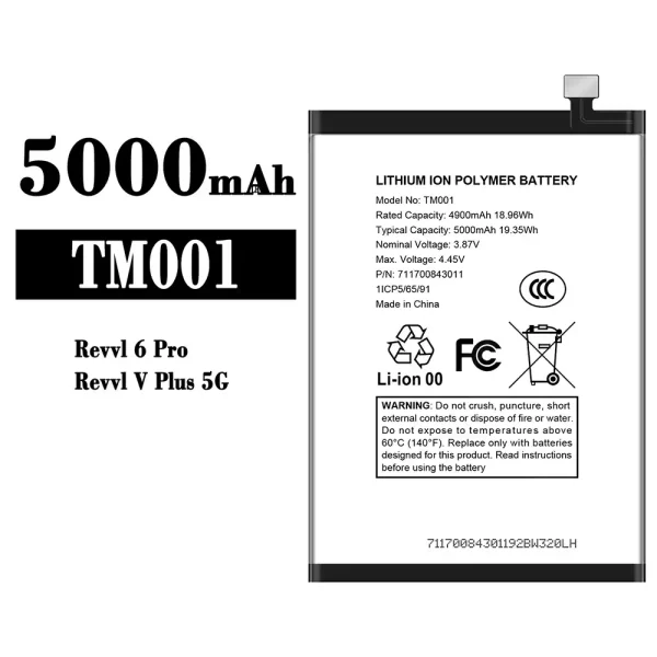 Original new battery TM001 for T-Mobile Revvl 6 Pro/Revvl V Plus 5G