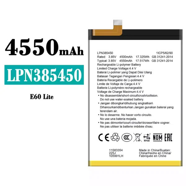 Original new battery LPN385450 for Hisense E60 Lite