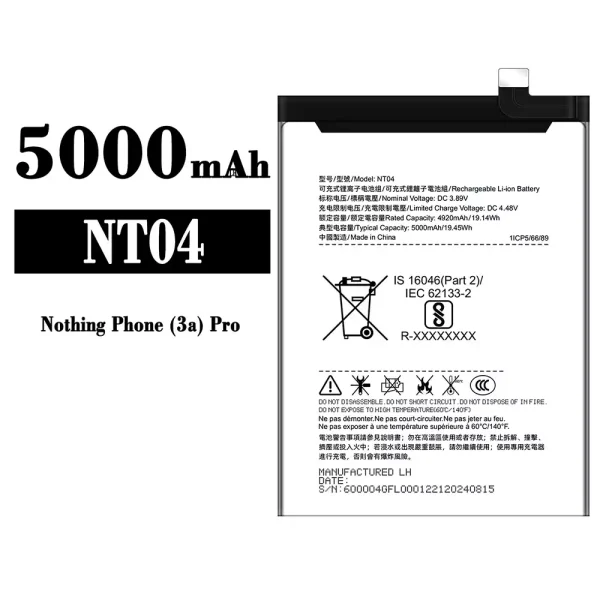 Original new battery NT04 for Nothing Phone 3a Pro