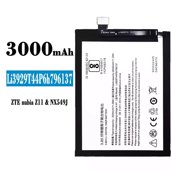 Original new battery Li3929T44P6h796137 for ZTE nubia Z11