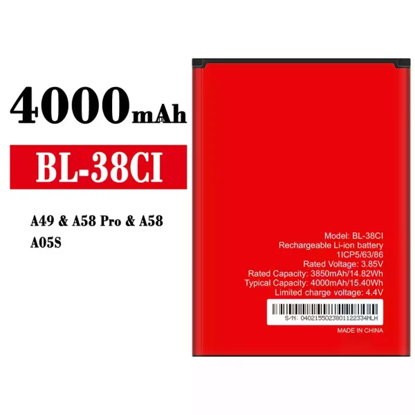 Original new battery BL-38CI for itel A49/A58 Pro/A58/A05S